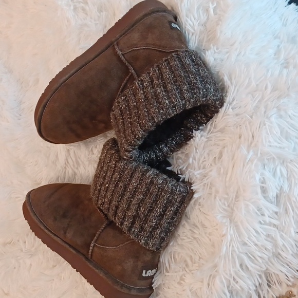 Lamo Boots Womens Ankle Brown Suede Fur Lining Sparkled Sweater Cuff Top SZ 8 - Picture 7 of 16